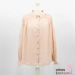 Axes Femme POETIQUE Bluse rosa Punkte Schleife Schwarz Raffbluse Blassrosa Gepunktet Japan Kawaii Feminin