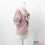 Liz Lisa Blusenshirt Bluse Shirt Gerippt Rosa Puffärmel Herzen Schleifenkragen Schleife Stickerei Zierknöpfe Gold Borde Japan Kawaii