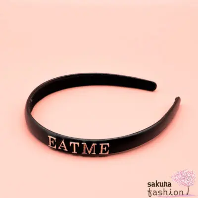 Eat.Me Haarreif Haare Accessoire Schwarz Silber Logo Japan