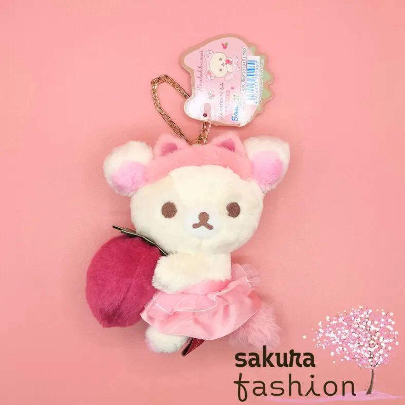 San-X Rilakkuma Korilakkuma Anhänger Plüschtier Stofftier Bär Weiß Katze Erdbeere Rosa Pink