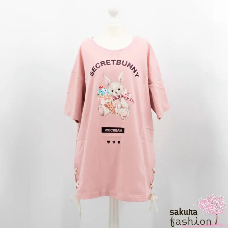 Secret Honey großes Shirt Oversize Rosa Hase Bunny Eiscreme