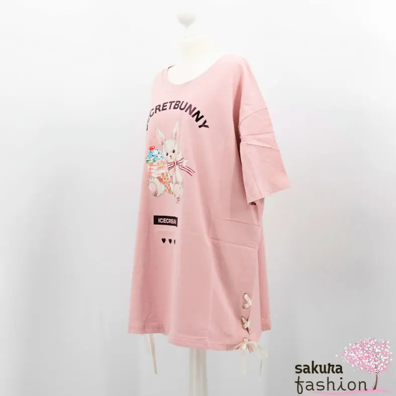 Secret Honey großes Shirt Oversize Rosa Hase Bunny Eiscreme