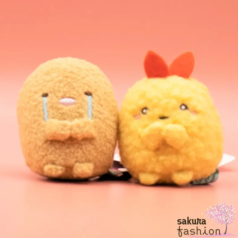 San-X Sumikko Gurashi Stofftier Garnele Schweinekotelett 10.Jubiläum Ebifurai No Shippo Tonkatsu Gelb Braun Plüschtier