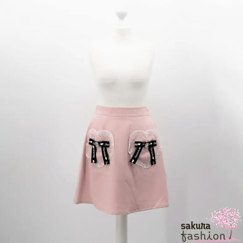 Ank Rouge Rock Rosa Herztaschen Spitze Schleife Bijou Tailliert Lady-Mini Kurz Japan Kawaii