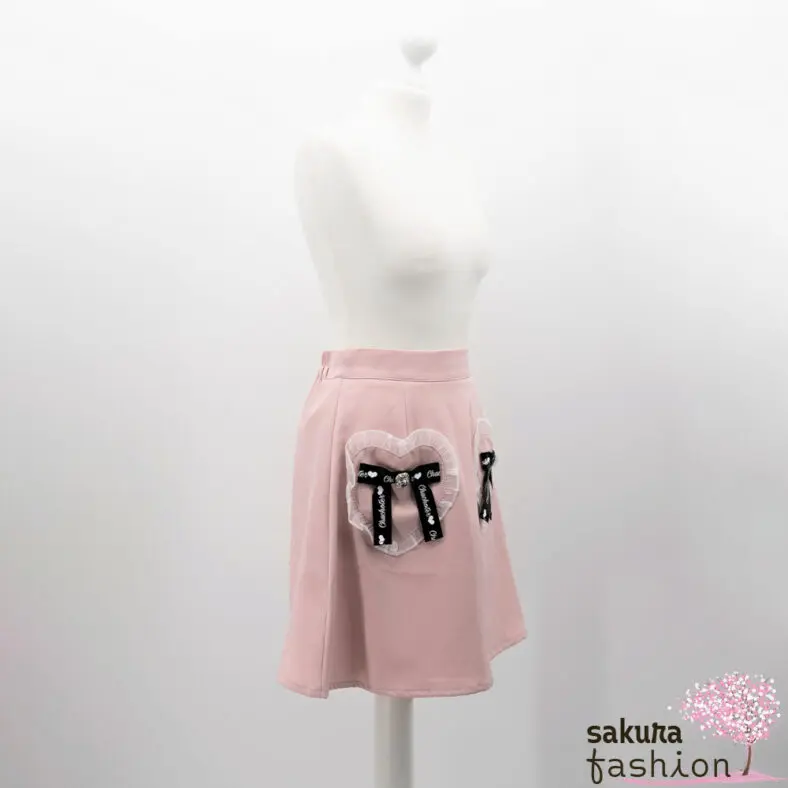 Ank Rouge Rock Rosa Herztaschen Spitze Schleife Bijou Tailliert Lady-Mini Kurz Japan Kawaii