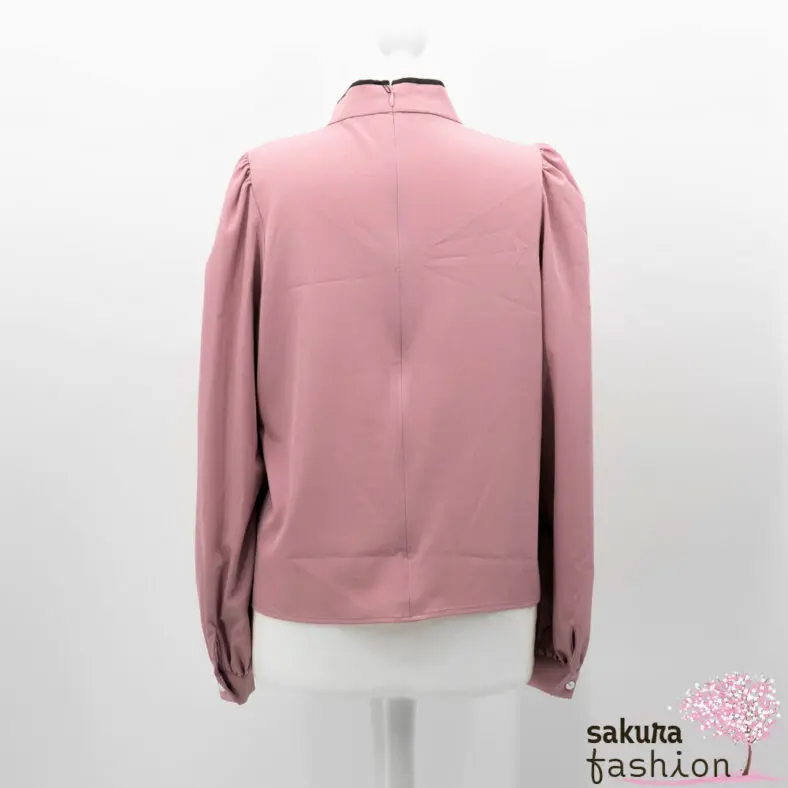 Ank Rouge Chinesische Bluse Cheongsam-Stil Langarm Rosa Schwarz Weiß Schleife Schriftzug Japan Kawaii Feminin