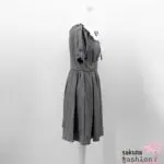 Ank Rouge Kleid Schwarz Grau Kariert Bubikragen Weiß mit Schleife Zierknöpfen Tailliert Puffärmel Japan Kawaii