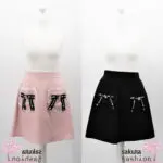 Ank Rouge Rock Rosa Schwarz Herztaschen Spitze Schleife Bijou Tailliert Lady-Mini Kurz Japan Kawaii