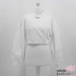 EATME cropped Pullover Weiß Rückenausschnitt Schleife Schleifenband Rückenfrei Bestickt Langarm Japan Kawaii Feminin Sexy back design suit top