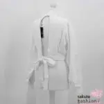 EATME cropped Pullover Weiß Rückenausschnitt Schleife Schleifenband Rückenfrei Bestickt Langarm Japan Kawaii Feminin Sexy back design suit top