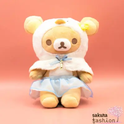 San-X Stofftier Plüschtier Bär Rilakkuma Braun Schwanensee Ballett Schleife Schmuckstein Glitzersteine Japan Kawaii swan and the golden flower and spoon