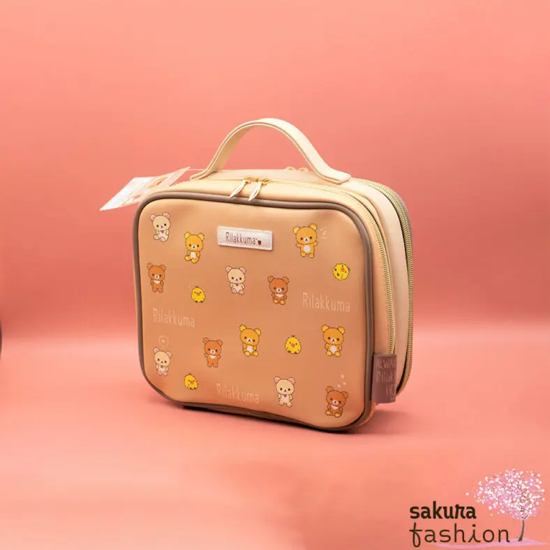 San-X Rilakkuma Tasche Aufbewahrungstasche Braun Tiermotin Bär Rilakkuma Chairoikoguma Korilakkuma Weiß Küken Vogel Kiioritori Gelb Japan Kawaii storage pouch at home (always together - rilakkuma home)