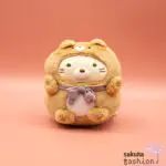 San-X Sumikko Gurashi Katze Neko Beige Bärenkostüm Braun Schleife Lila Kariert Weich Kuschelig Flauschig Japan Kawaii collect stuffed animals (at home bear café, cat)
