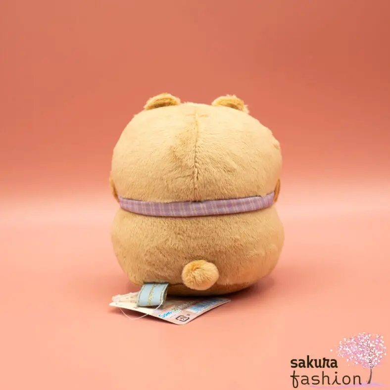 San-X Sumikko Gurashi Katze Neko Beige Bärenkostüm Braun Schleife Lila Kariert Weich Kuschelig Flauschig Japan Kawaii collect stuffed animals (at home bear café, cat)