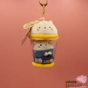 San-X Sumikko Gurashi Schlüsselanhänger atzen Neko Becher Beige Transparent Weich Katzenkopf Japan Kawaii odekake sumikko cup cat