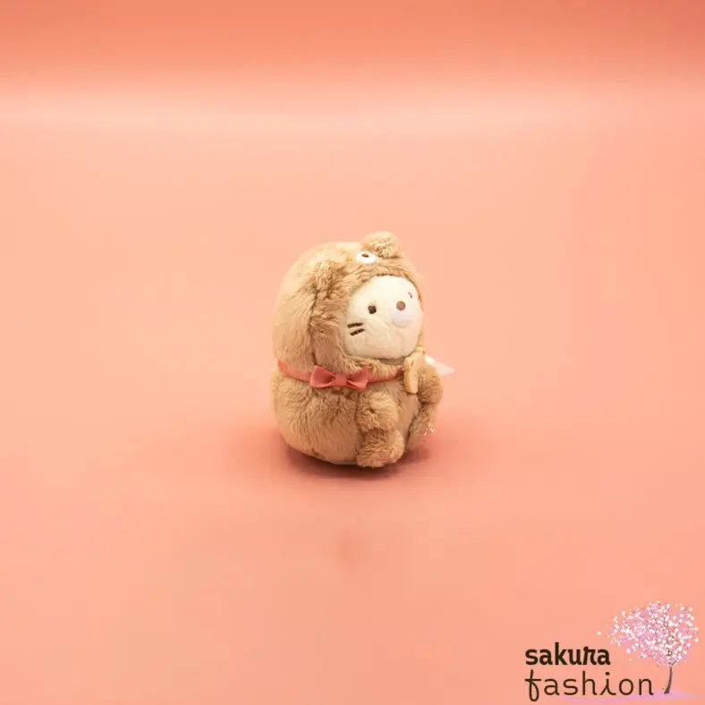 San-X Sumikko Gurashi Katze Neko Beige Bärenkostüm Braun Schleife Rosa Weich Kuschelig Flauschig Japan Kawaii tenori stuffed animals (at home bear cafe, cat)