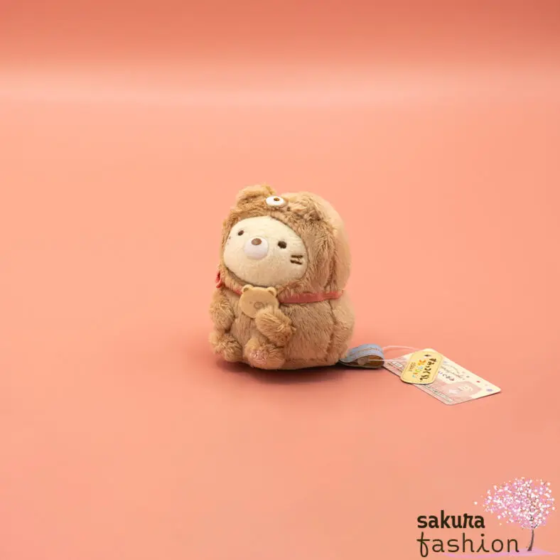 San-X Sumikko Gurashi Katze Neko Beige Bärenkostüm Braun Schleife Rosa Weich Kuschelig Flauschig Japan Kawaii tenori stuffed animals (at home bear cafe, cat)