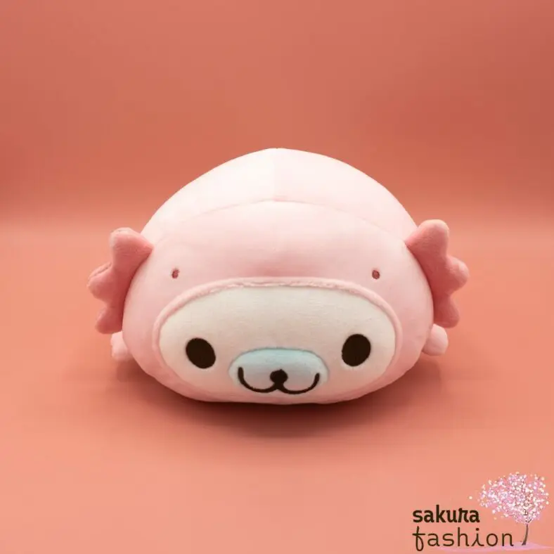 San-X Stofftier Weiße Robbe Mamegoma Verkleidet Axolotlkostüm Rosa Pink Mochi Stoff Weich Knuddelig Plüschtier Japan Kawaii Super Mochimochi Plush Toy (I Love Fuyofuyo, Mamegoma Wopper Looper)