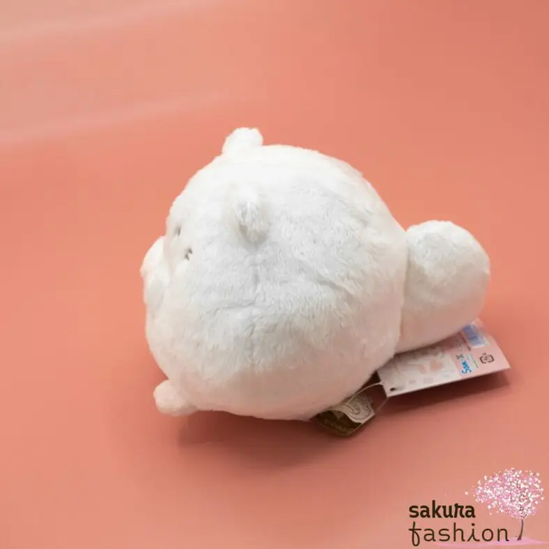San-X Fanuwari Necolon Stofftier Mittelgroß Katze Weiß Pfote Rosa Bestickt Kugelrund Weich Flauschig Kuschelig Plüschtier Japan Kawaii stuffed toy (fluffy nekoron)