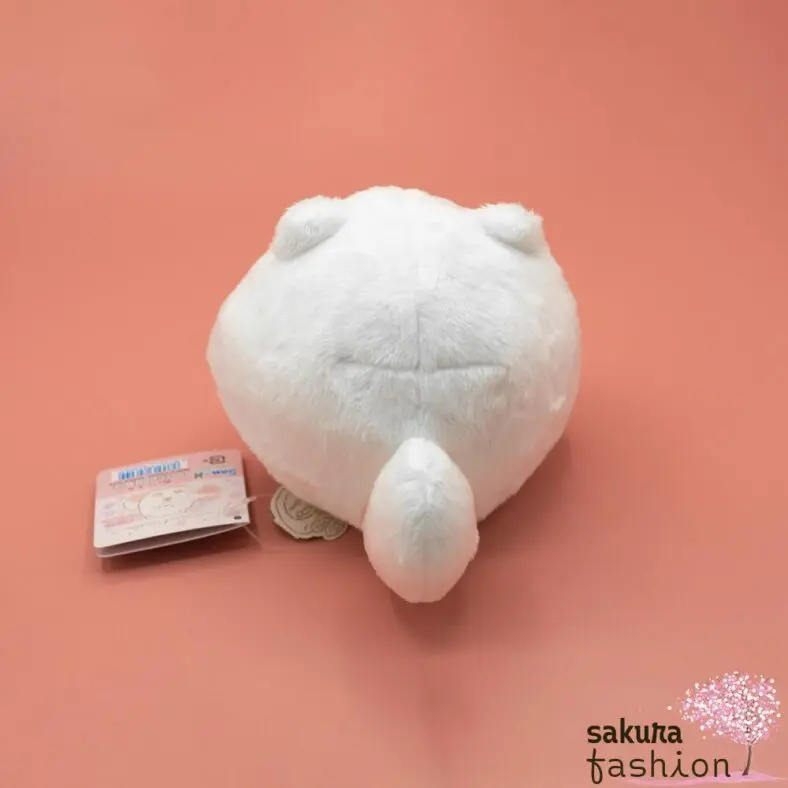 San-X Fanuwari Necolon Stofftier Mittelgroß Katze Weiß Pfote Rosa Bestickt Kugelrund Weich Flauschig Kuschelig Plüschtier Japan Kawaii stuffed toy (fluffy nekoron)