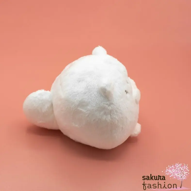 San-X Fanuwari Necolon Stofftier Mittelgroß Katze Weiß Pfote Rosa Bestickt Kugelrund Weich Flauschig Kuschelig Plüschtier Japan Kawaii stuffed toy (fluffy nekoron)