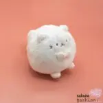 San-X Fanuwari Necolon Stofftier Mittelgroß Katze Weiß Pfote Rosa Bestickt Kugelrund Weich Flauschig Kuschelig Plüschtier Japan Kawaii stuffed toy (fluffy nekoron)