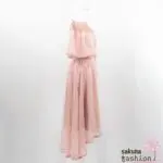 Liz Lisa Kleid Rosa Masi Lang Spitze Floral Häkelborte Herzen Schleifenband Schleife Gerafft Tailliert Schulterfrei Trägerkleid Zierknöpfe Halbarm Transparent Japan Kawaii Fish Tail One-piece pink