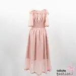 Liz Lisa Kleid Rosa Masi Lang Spitze Floral Häkelborte Herzen Schleifenband Schleife Gerafft Tailliert Schulterfrei Trägerkleid Zierknöpfe Halbarm Transparent Japan Kawaii Fish Tail One-piece pink