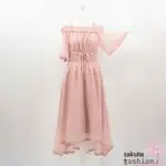 Liz Lisa Kleid Rosa Masi Lang Spitze Floral Häkelborte Herzen Schleifenband Schleife Gerafft Tailliert Schulterfrei Trägerkleid Zierknöpfe Halbarm Transparent Japan Kawaii Fish Tail One-piece pink