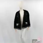 Axes Femme Poetique Kunstfelljacke Schwarz Schleifen Weiß Knöpfe Jackentaschen Kuschelig Weich Flauschig Zierknöpfe Japan Kawaii Feminin ribbon design fur jacket black