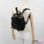 axes femme POETIQUE Kunstlederrucksack Schwarz Mittelgroß Spitze Schnürung Schleife Sanrio Kuromi Metallanhänger Gold Japan Kawaii Feminin kuromi bagpack with charm