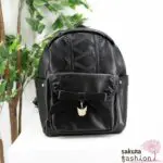 axes femme POETIQUE Kunstlederrucksack Schwarz Mittelgroß Spitze Schnürung Schleife Sanrio Kuromi Metallanhänger Gold Japan Kawaii Feminin kuromi bagpack with charm