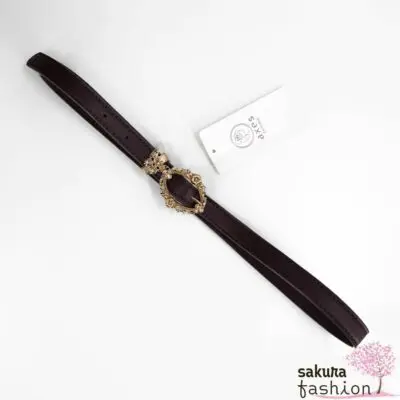 Axes Femme Taillengürtel Weinrot Kunstleder Zierschnalle Rosegold Floral Blumen Schmetterling Schmuckstein Rot Funkelnd Accessoire Japan Kawaii Feminin butterfly x decoration buckle thin belt winered