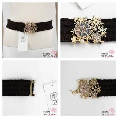 Axes Femme Taillengürtel Stoff Braun Rüsche Raffung Zierschnalle Gold Eiskristall Rosa Glitzer Funkelnd Perlen Schmuckstein Accessoire Japan Kawaii Feminin snork ristal rubber belt gold