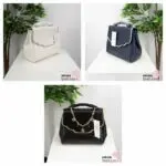 Axes Femme flache Handtasche Kunstleder Orientalischer Stil Weiß Marineblau Schwarz goldfarben silberfarbenen Kette Anhänger Logo Umhängetasche Schultertasche Elegant Japan Kawaii Feminin oriental style charm bag white black navy blue