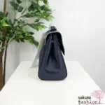 Axes Femme flache Handtasche Kunstleder Orientalischer Stil Marineblau silberfarben Kette Anhänger Logo Umhängetasche Schultertasche Elegant Japan Kawaii Feminin oriental style charm bag navy blue