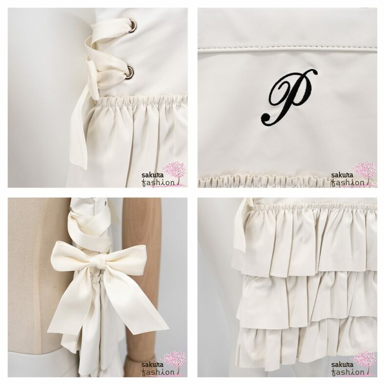 Axes Femme Poetique Kunstleder Einkaufstasche Beutel Rüschen Bestickt Schnürung Schleife Japan Kawaii Feminin