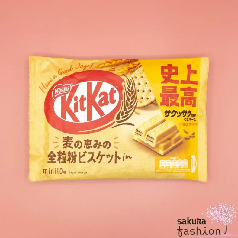 KitKat Vollkornkeks weiße Schokolade Kekswaffelriegel Süß Knusprig Japan Süßigkeiten Snack Beige wafer bar with whole wheat flour