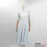 Rojita Maxikleid Lang Hellblau Spitzenkleid Glitzereffekt Floral Halbarm Ärmelraffung Federbustier Kragenschleife Japan Kawaii Feminin lace long dress saxe blue