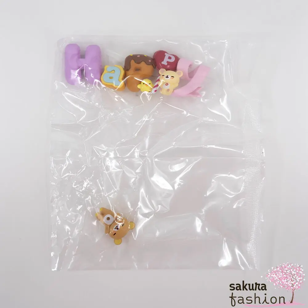 San-X Rilakkuma Figuren Sammelfigur Wortfigur Bär Korilakkuma Chairoikoguma Weiß Braun Vogelküken Kiiroitori Deko Japan Kawaii rilakkuma words set (happy)