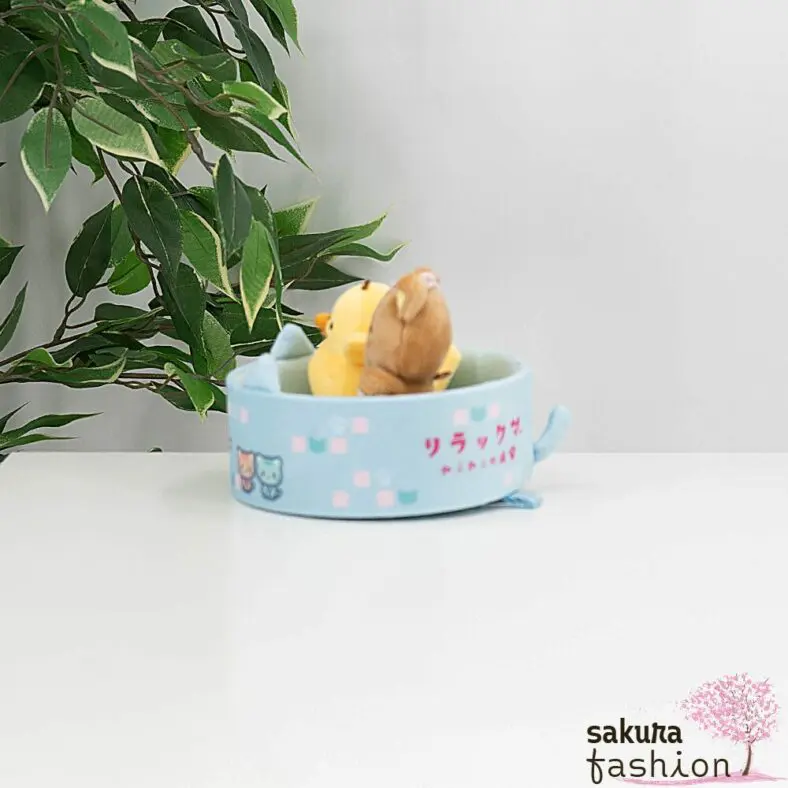 San-X Rilakkuma Stofftier Set Stoffbär Braun Rilakkuma Stoffvogelküken Gelb Kiiroitori Katzenpool Blau Sammelset Mount Fuji Japan Kawaii public bath stuffed animal set neko neko no yu