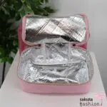 San-X Rilakkuma Mesh-Einkaufstasche Kühltasche Rosa Korilakkuma Chairoikoguma Bär Vogelküken Kiiroitori Gelb Braun Weiß Erdbeerenmotiv Japan Kawaii mesh cold tote bag rilakkuma korilakkumas strawberry day pink