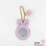 San-X Taschenanhänger Hasenohren Spiegelanhänger Lila Motiv Korilakkuma Bär Weiß Hasen Braun Herzen Pink Schriftzug Pompon Rosa Weich Flauschig Japan Kawaii Accessoire mirror bag pendant (korilakkuma and rabbit tea time)
