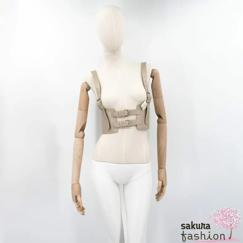 Axes Femme Poetique Harness-Taillengürtel Ecru Schnallendetails Japan Kawaii Feminin Accessoire harness belt ecru