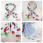 Axes Femme Kleiner Tuchschal Mintgrün Kühlungseffekt Früchtemuster Obstmotiv Magnetverschluss Modisch Japan Kawaii Feminin Accessoire fruits pattern cooling scarf mint green
