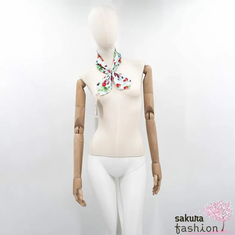Axes Femme Kleiner Tuchschal Mintgrün Kühlungseffekt Früchtemuster Obstmotiv Magnetverschluss Modisch Japan Kawaii Feminin Accessoire fruits pattern cooling scarf mint green