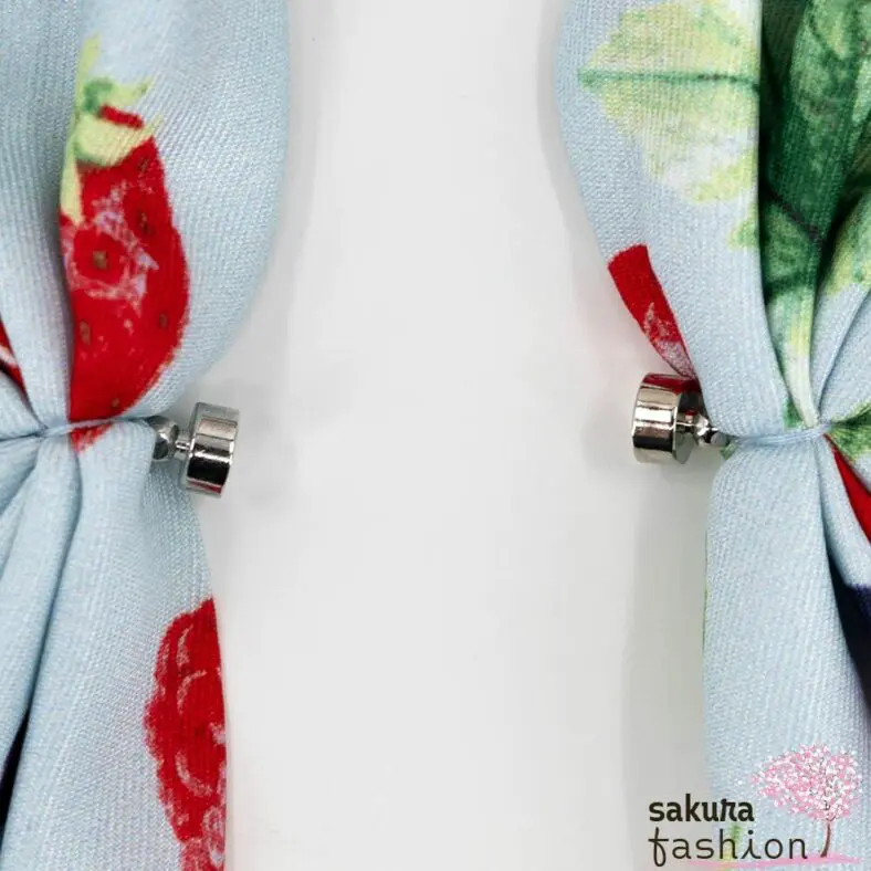 Axes Femme Kleiner Tuchschal Mintgrün Kühlungseffekt Früchtemuster Obstmotiv Magnetverschluss Modisch Japan Kawaii Feminin Accessoire fruits pattern cooling scarf mint green