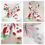 Axes Femme Kleiner Tuchschal Weiß Kühlungseffekt Früchtemuster Obstmotiv Magnetverschluss Modisch Japan Kawaii Feminin Accessoire fruits pattern cooling scarf white