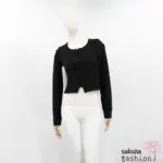Axes Femme Set Langarmshirt Trägertop Schwarz Schleifen Basic Japan Kawaii Feminin ribbon top camisole set black