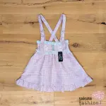 Dear My Love Rock Kariert Rosa Hosenträger Spitze Rüschen Perlen Schmucksteine Herzen Lady-Mini Japan Kawaii lace up frilled heart skirt pink